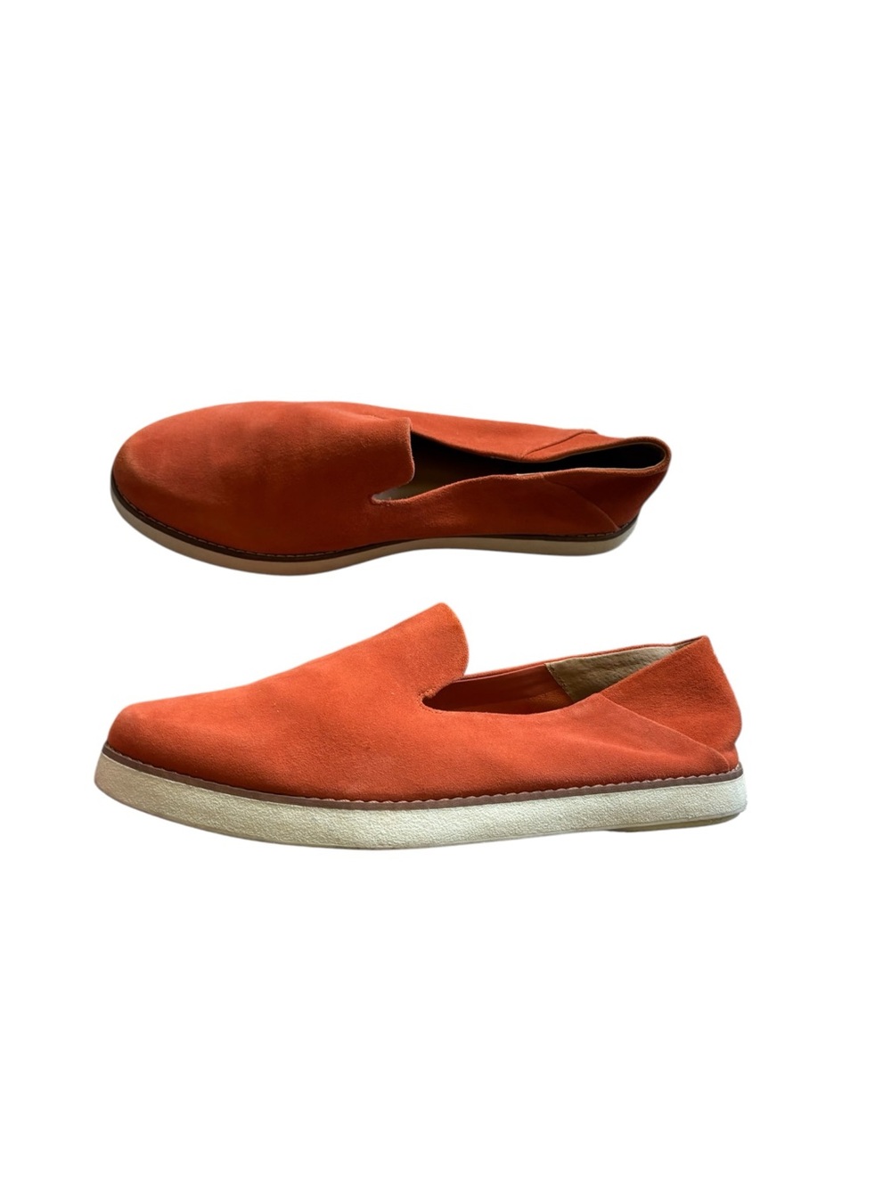 Franco Sarto iconic suede flats orange loafers slip on unique eclectic artsy 10